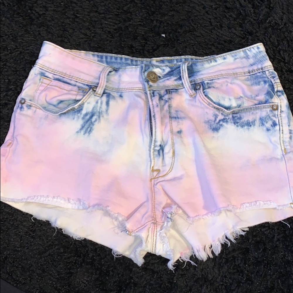 Distressed jean shorts